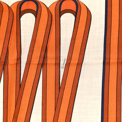 Hermes Cashmere Silk Grand Tralala Shawl 140 Orange Naturel Roux 4 of 5