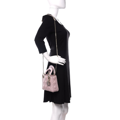 Christian Dior Metallic Lambskin Cannage Mini Lady Dior Lotus 2 of 12
