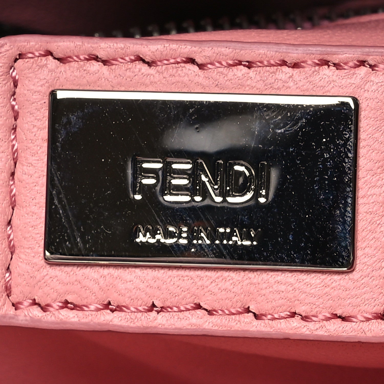 Fendi Nappa Elaphe Monster Eyes Mini Peekaboo Iconic Satchel Ruby Bois de Rose Natural 7 of 15