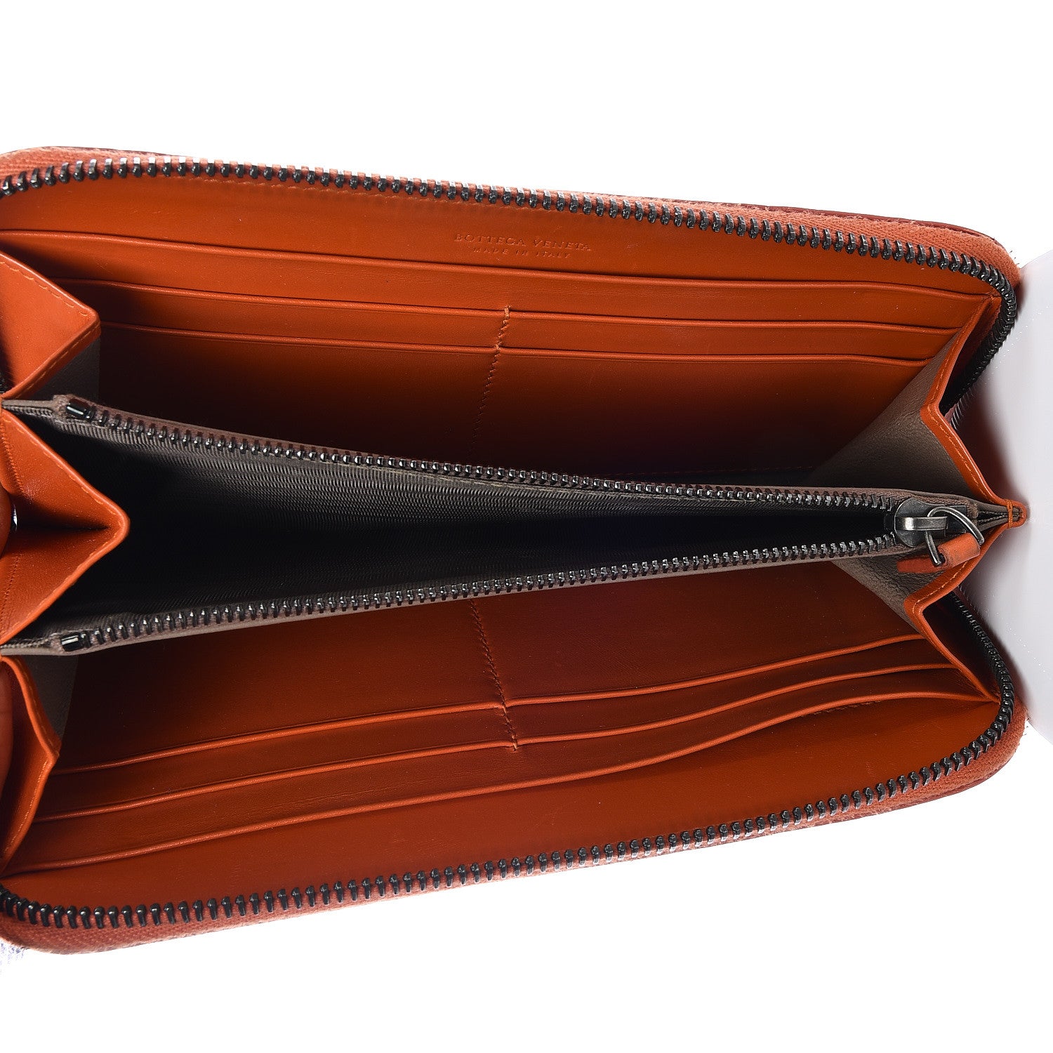 Bottega Veneta Shiny Crocodile Zip Around Wallet Orange 5 of 20