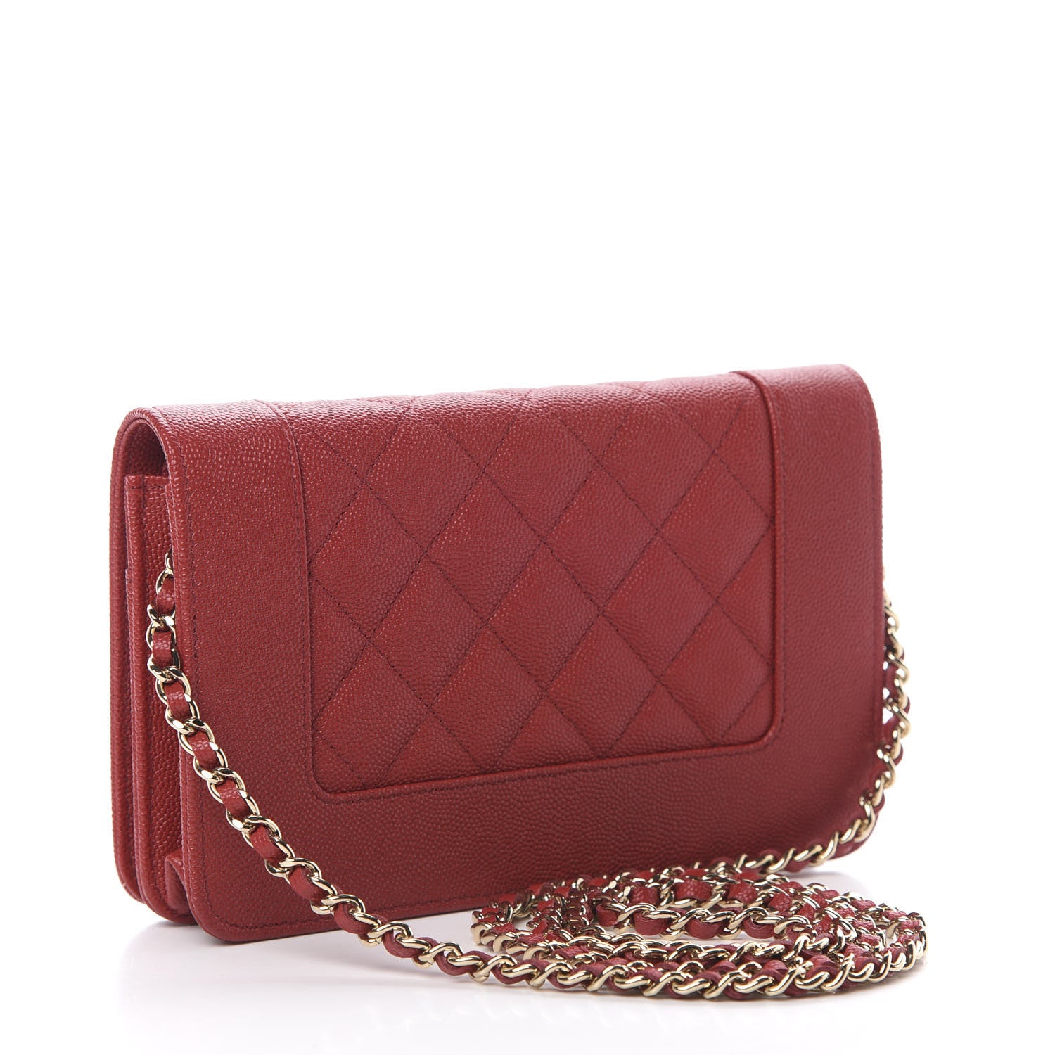 Chanel Caviar Quilted Vintage Mademoiselle Wallet On Chain WOC Red 3 of 14