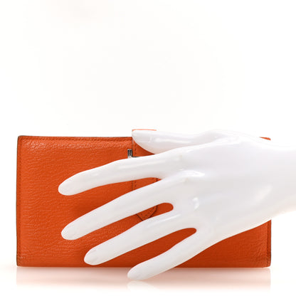 Hermes Chevre Mysore Bearn Gusset Wallet Orange 2 of 10