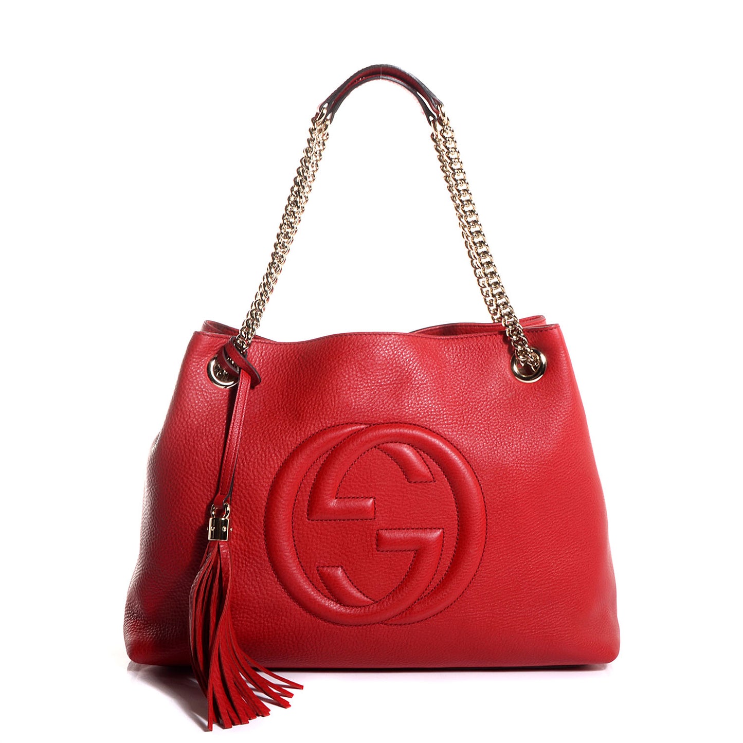 Pebbled Calfskin Medium Soho Chain Shoulder Bag Red