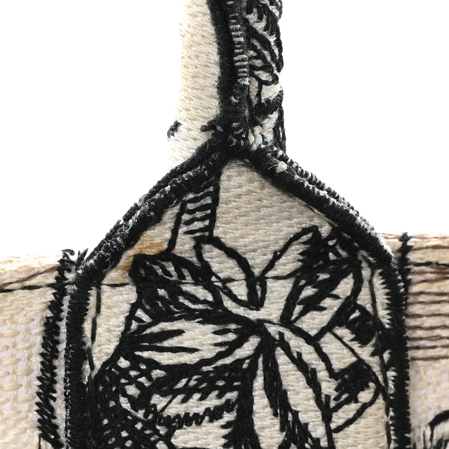 Canvas Embroidered Toile De Jouy Book Tote White Black