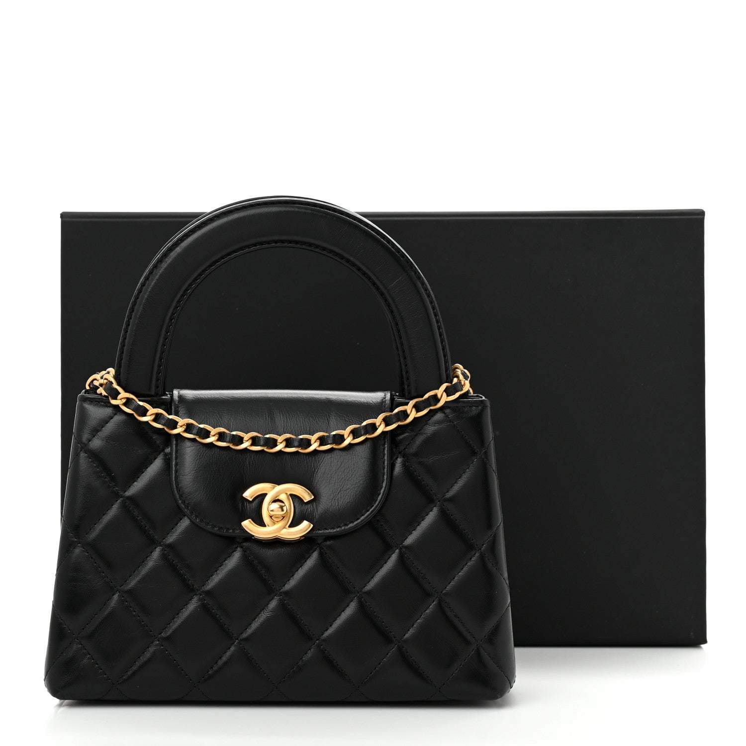 Chanel Shiny Aged Calfskin Quilted Nano Kelly Shopper Black 11 of 11