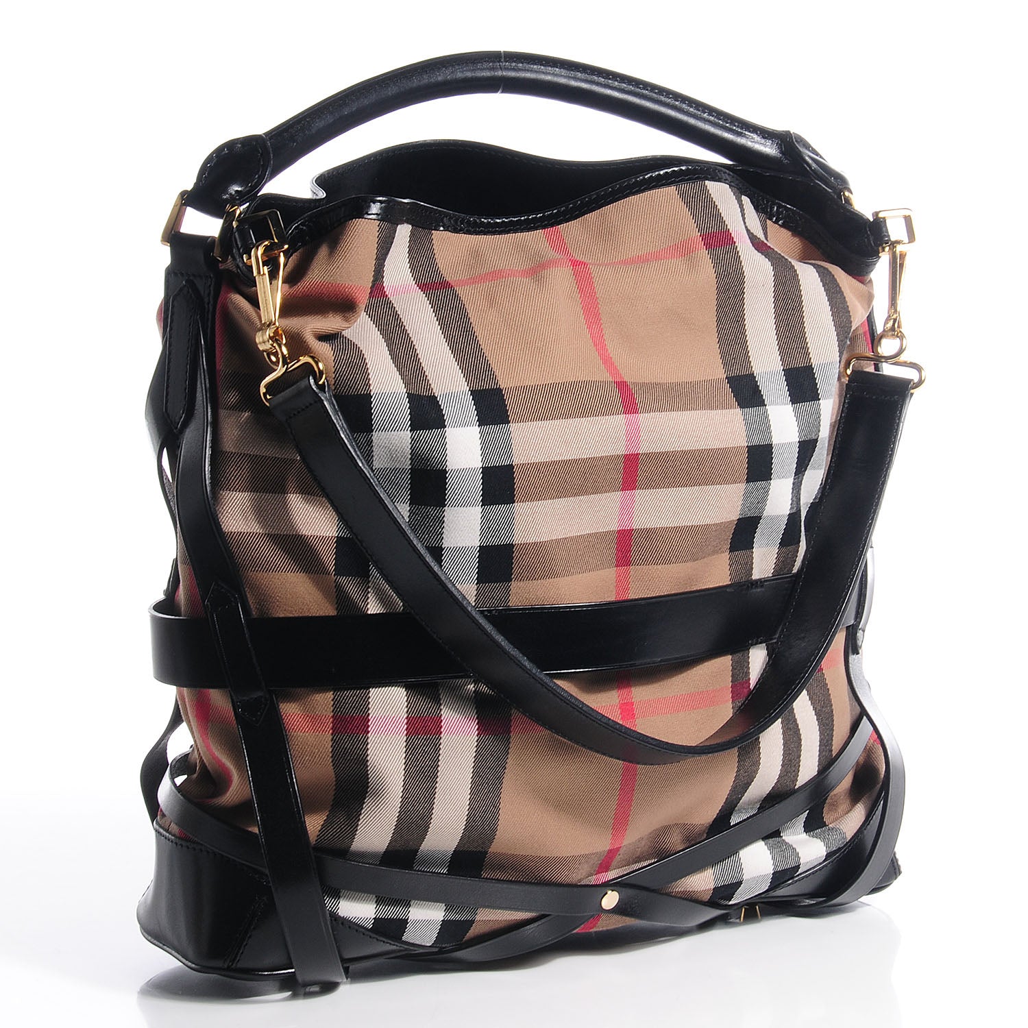 Burberry House Check Bridle Calfskin Large Gosford Hobo Black 10 of 17