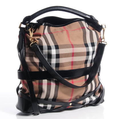 Burberry House Check Bridle Calfskin Large Gosford Hobo Black 10 of 17