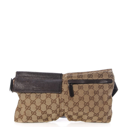 Gucci GG Monogram Double Pocket Belt Bag Dark Brown 1 of 8