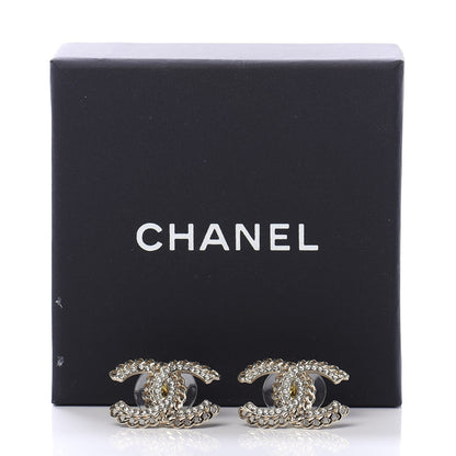 Chanel Crystal Chain CC Earrings Gold 5 of 5