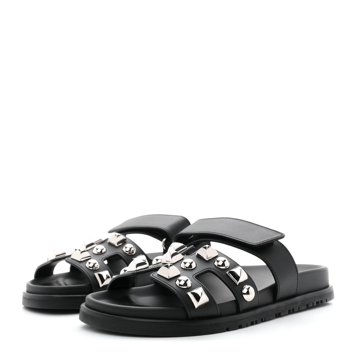 Calfskin Medor Studded Womens Chypre Sandals 36.5 Black