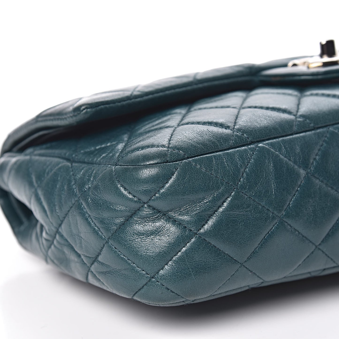 Lambskin Quilted Medium Double Flap Dark Green
