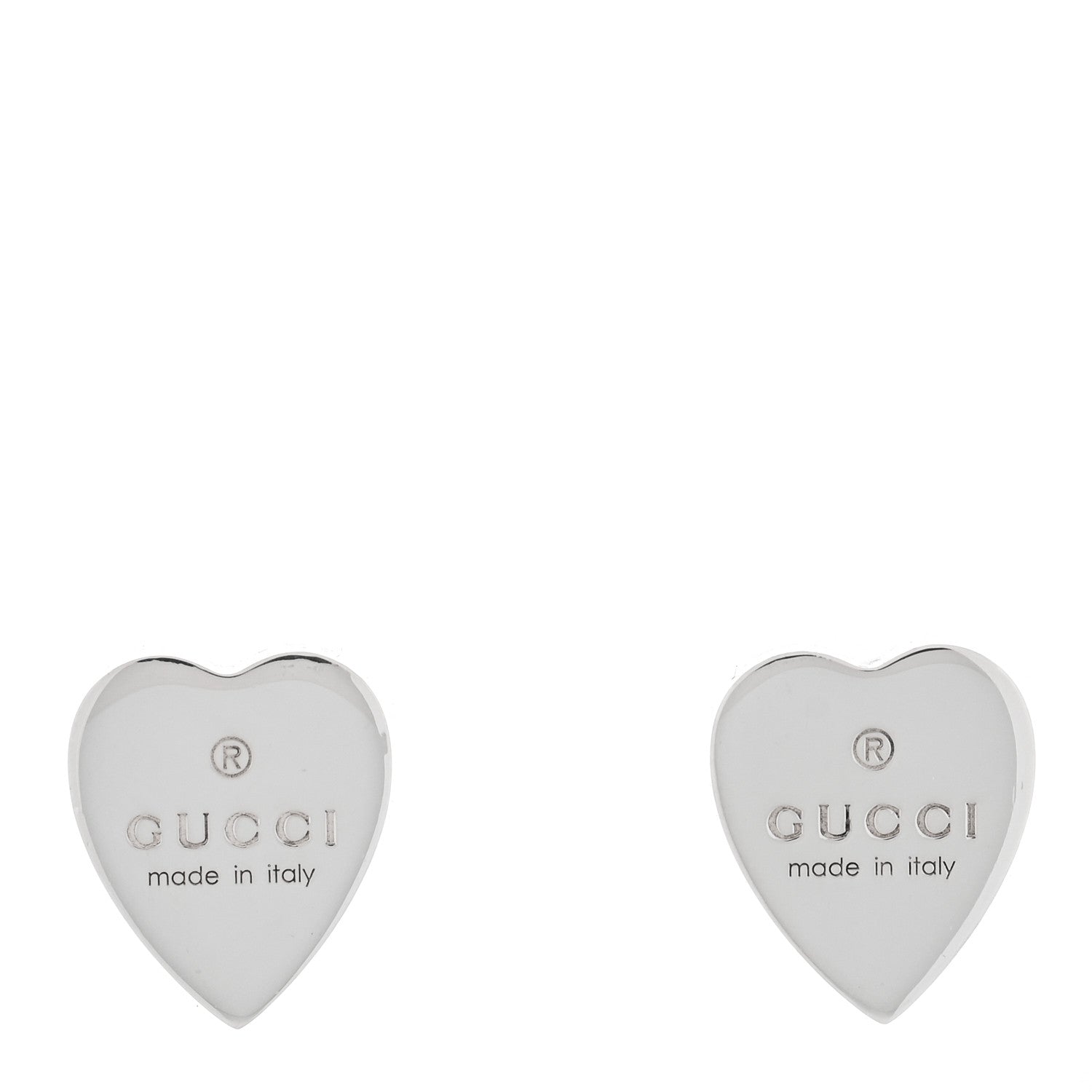 Gucci Sterling Silver Trademark Heart Stud Earrings 1 of 5