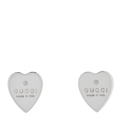 Gucci Sterling Silver Trademark Heart Stud Earrings 1 of 5