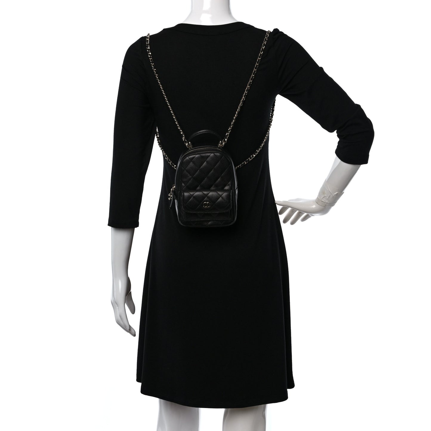 Caviar Quilted CC Mini Classic Backpack Black