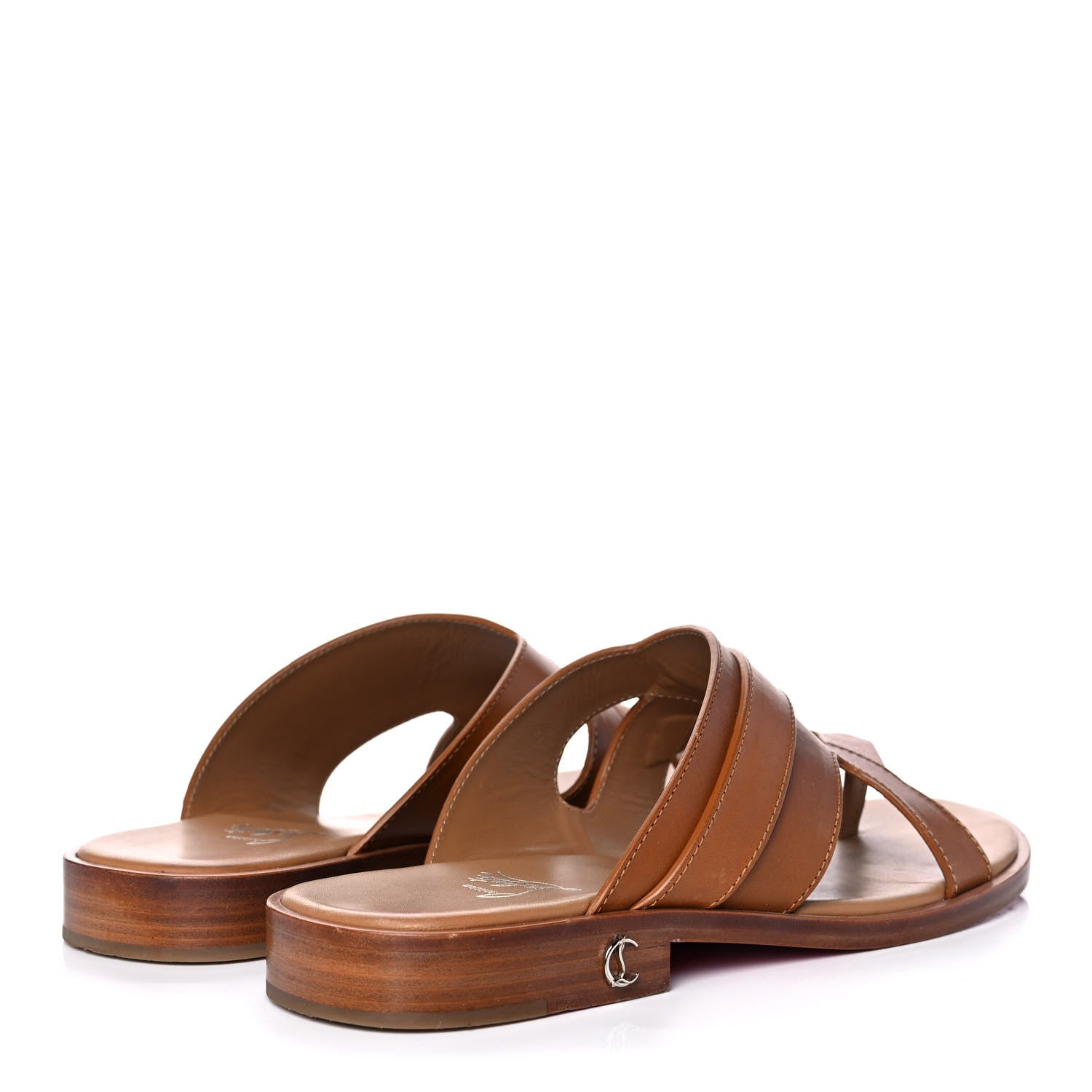 Christian Louboutin Calf Mens Sinouhe Flat Slide Sandals 41.5 Brown 4 of 8