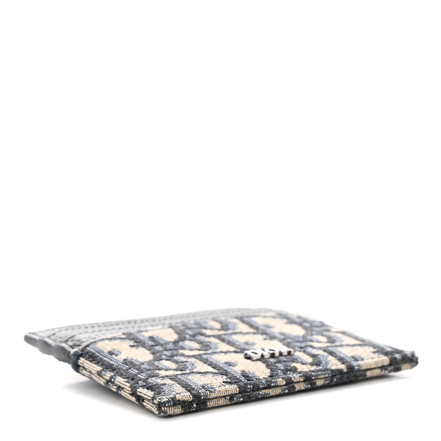 Grained Calfskin Oblique Card Holder Black