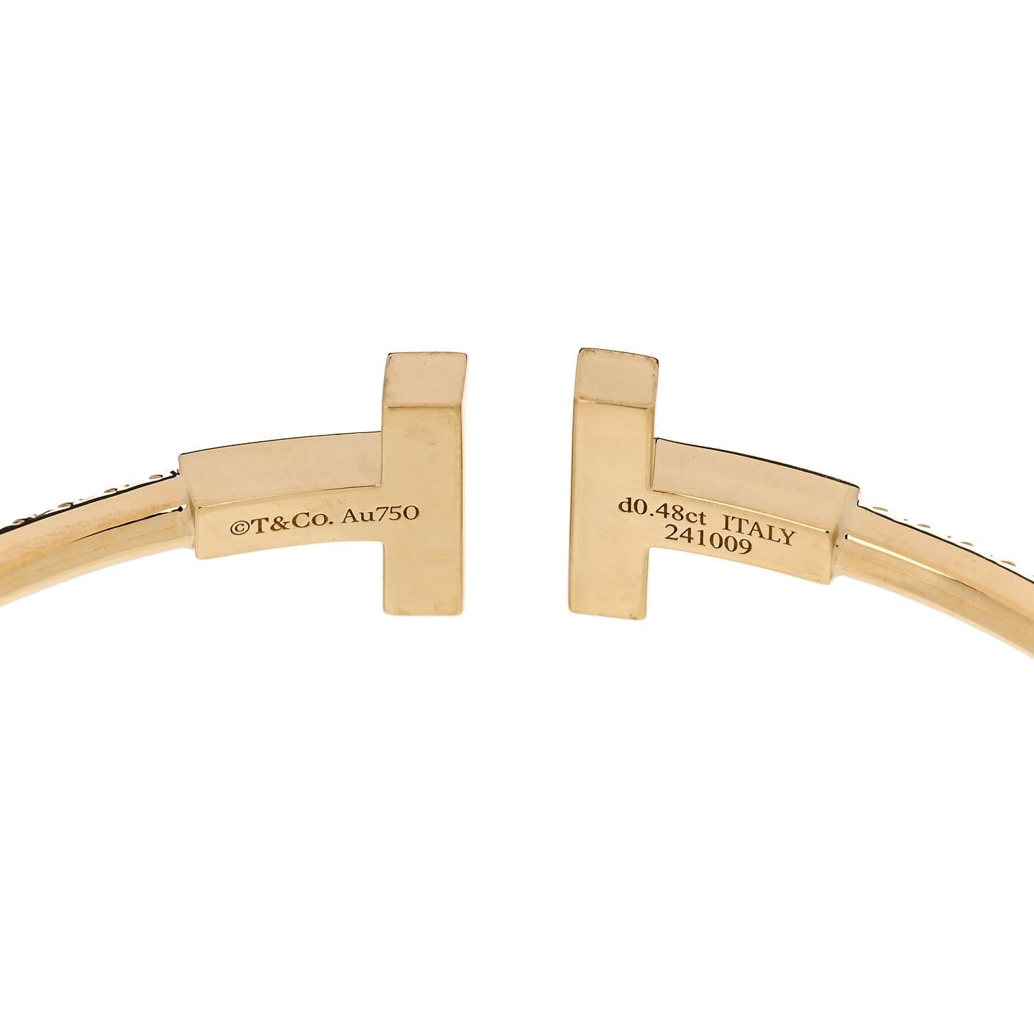 Tiffany 18K Yellow Gold Diamond T Wire Pave Bracelet 3 of 3