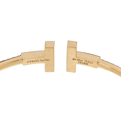 Tiffany 18K Yellow Gold Diamond T Wire Pave Bracelet 3 of 3