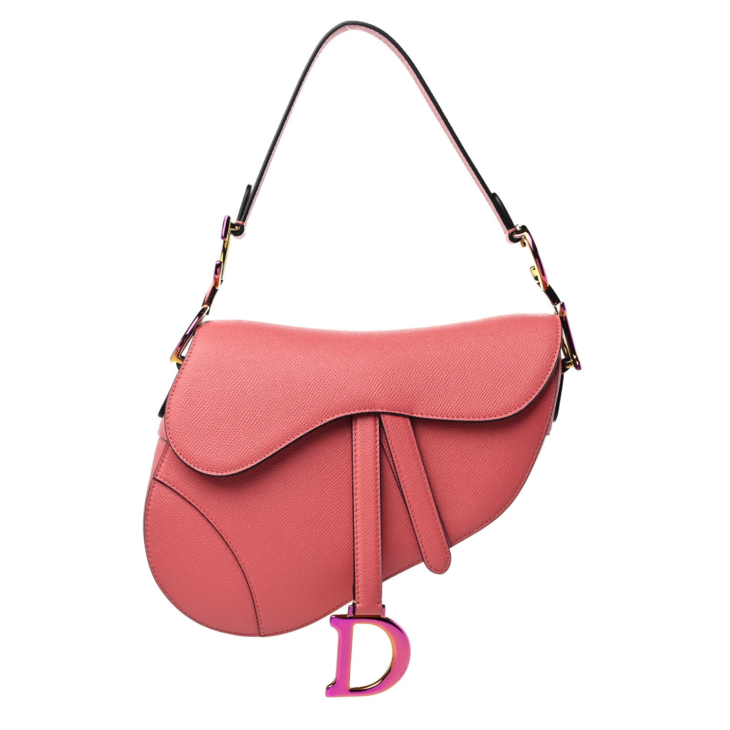 Christian Dior Grained Calfskin Saddle Bag Pink 1 of 9