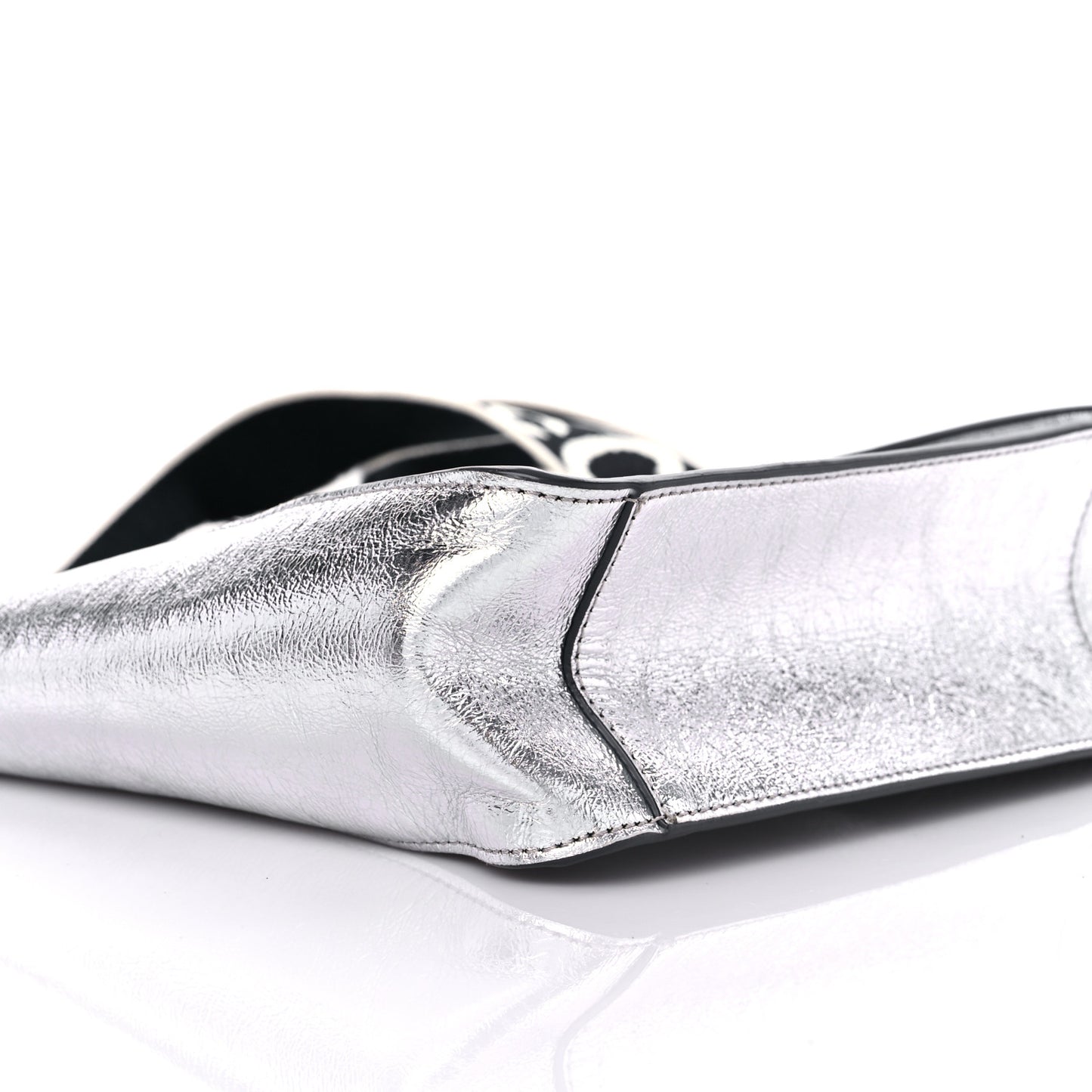 Metallic Eco Alter Nappa Embroidered Logo Stonewall Crossbody Bag Silver