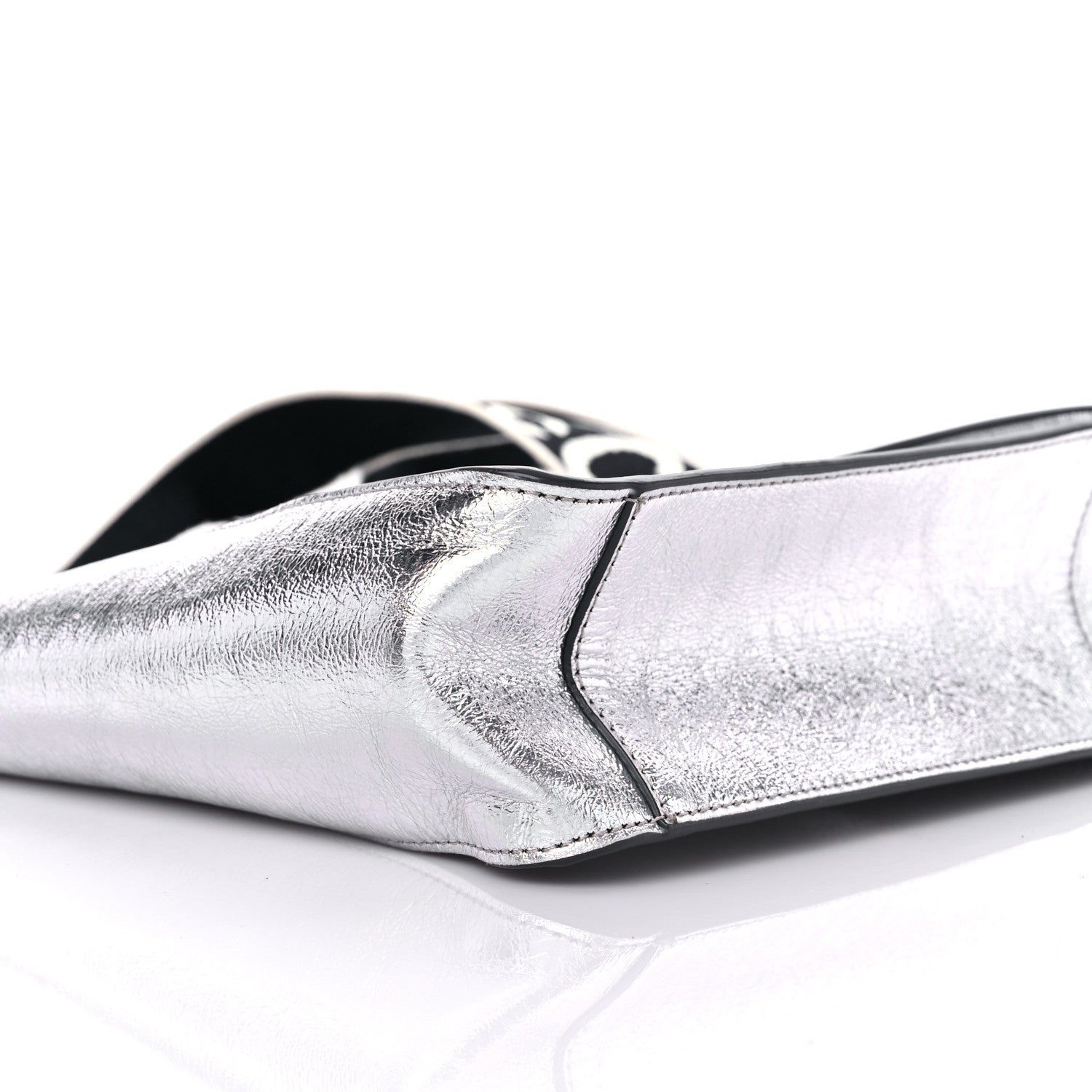 Stella McCartney Metallic Eco Alter Nappa Embroidered Logo Stonewall Crossbody Bag Silver 8 of 9
