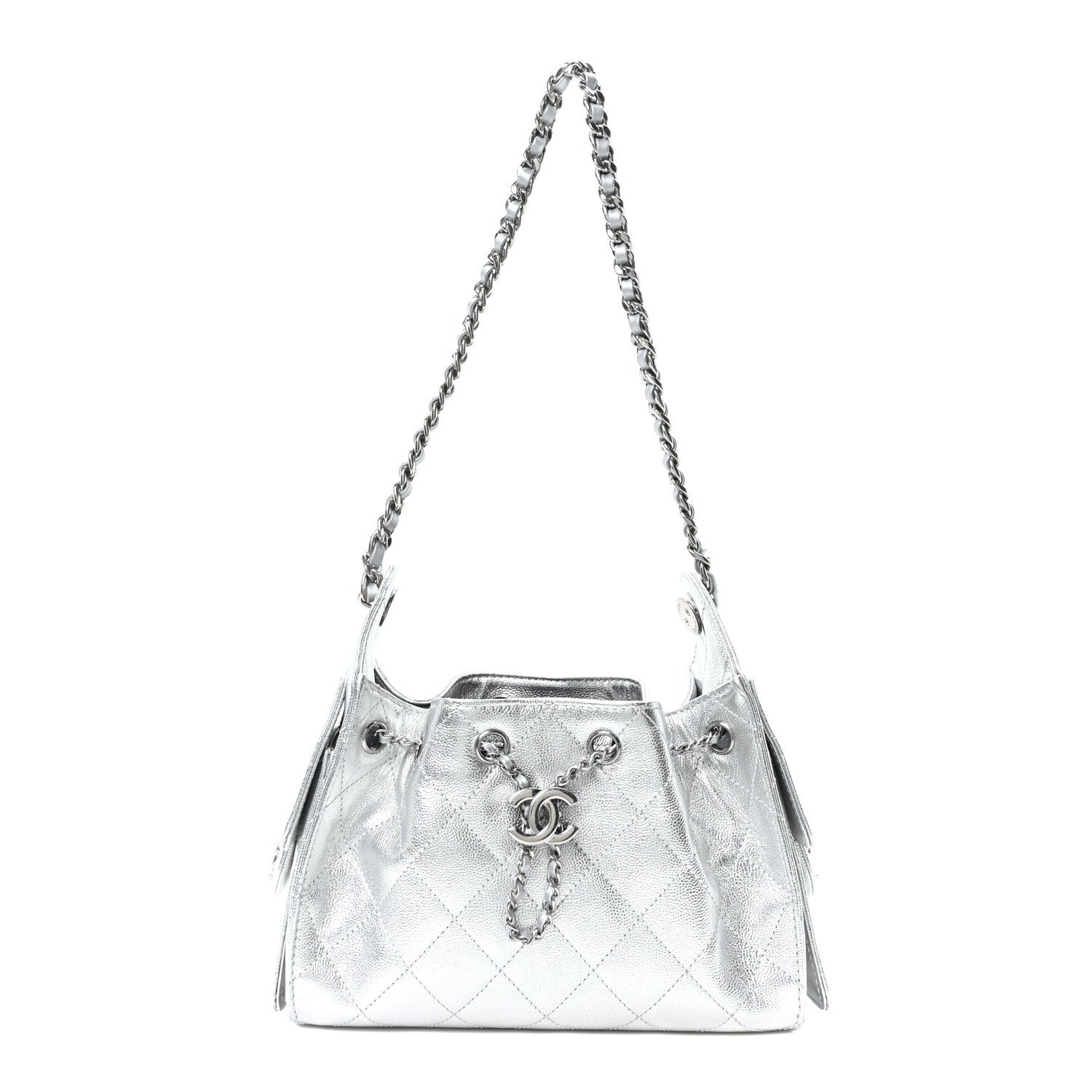 Chanel Metallic Caviar Quilted Mini Chanel 25 Handbag Silver 1 of 10