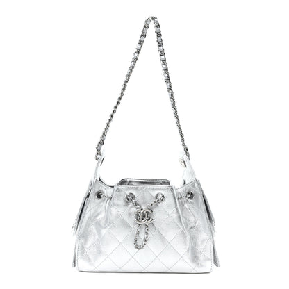 Chanel Metallic Caviar Quilted Mini Chanel 25 Handbag Silver 1 of 10