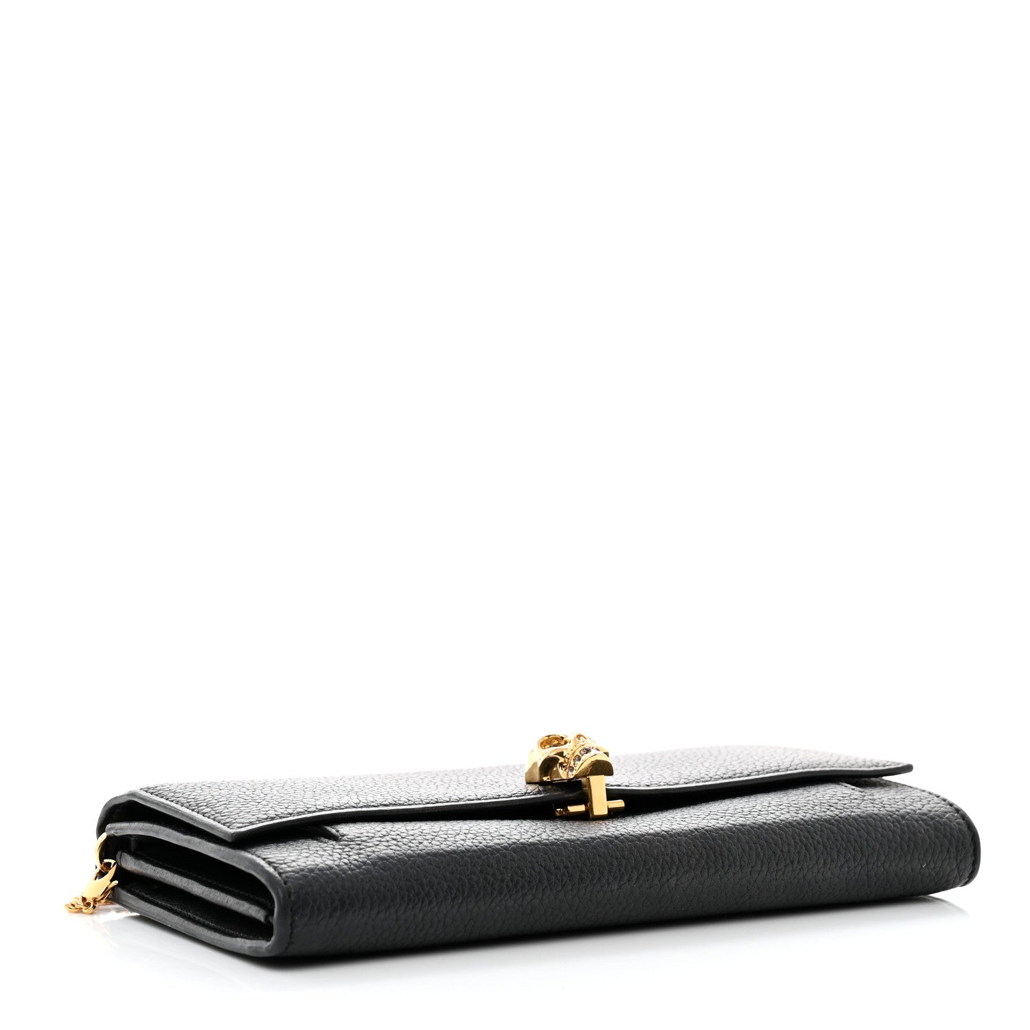 Alexander McQueen Pebbled Calfskin Skull Wallet on Chain Black 4 of 13