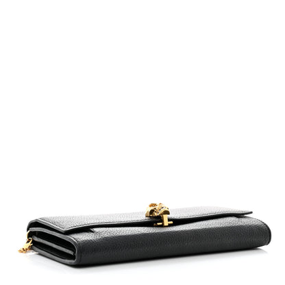 Alexander McQueen Pebbled Calfskin Skull Wallet on Chain Black 4 of 13
