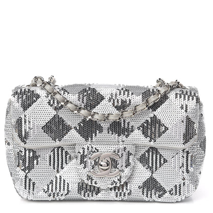 Chanel Sequin Geometric Extra Mini Flap Silver 1 of 12