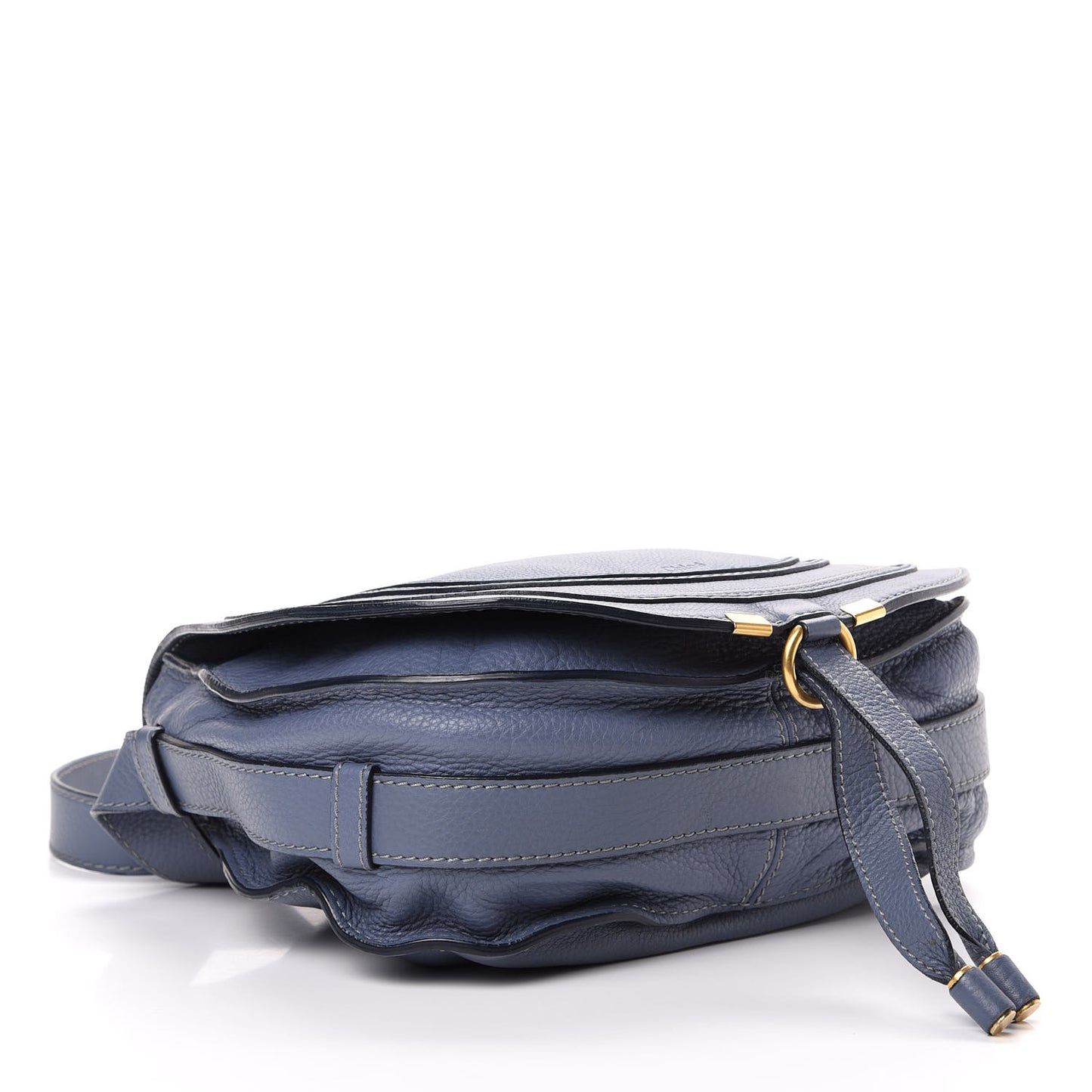 Calfskin Medium Marcie Round Crossbody Bag Street Blue