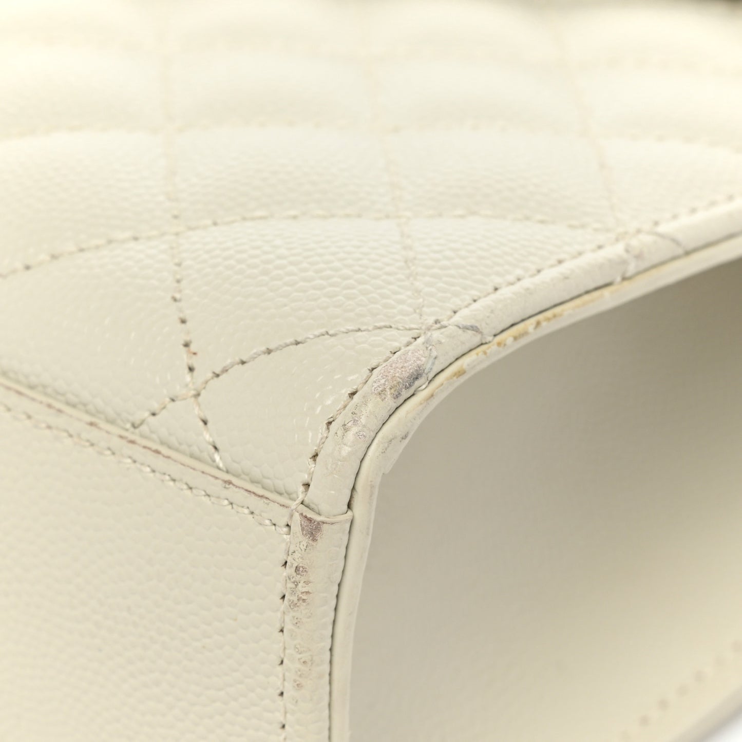 Grain De Poudre Textured Mixed Matelasse Medium Triquilt Monogram Satchel Crema Soft