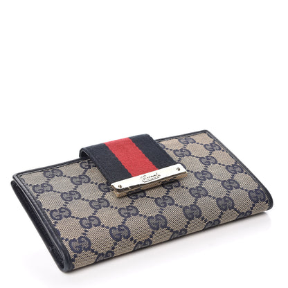 Gucci Monogram Calfskin Ladies Web Continental Wallet Beige Blue 4 of 12