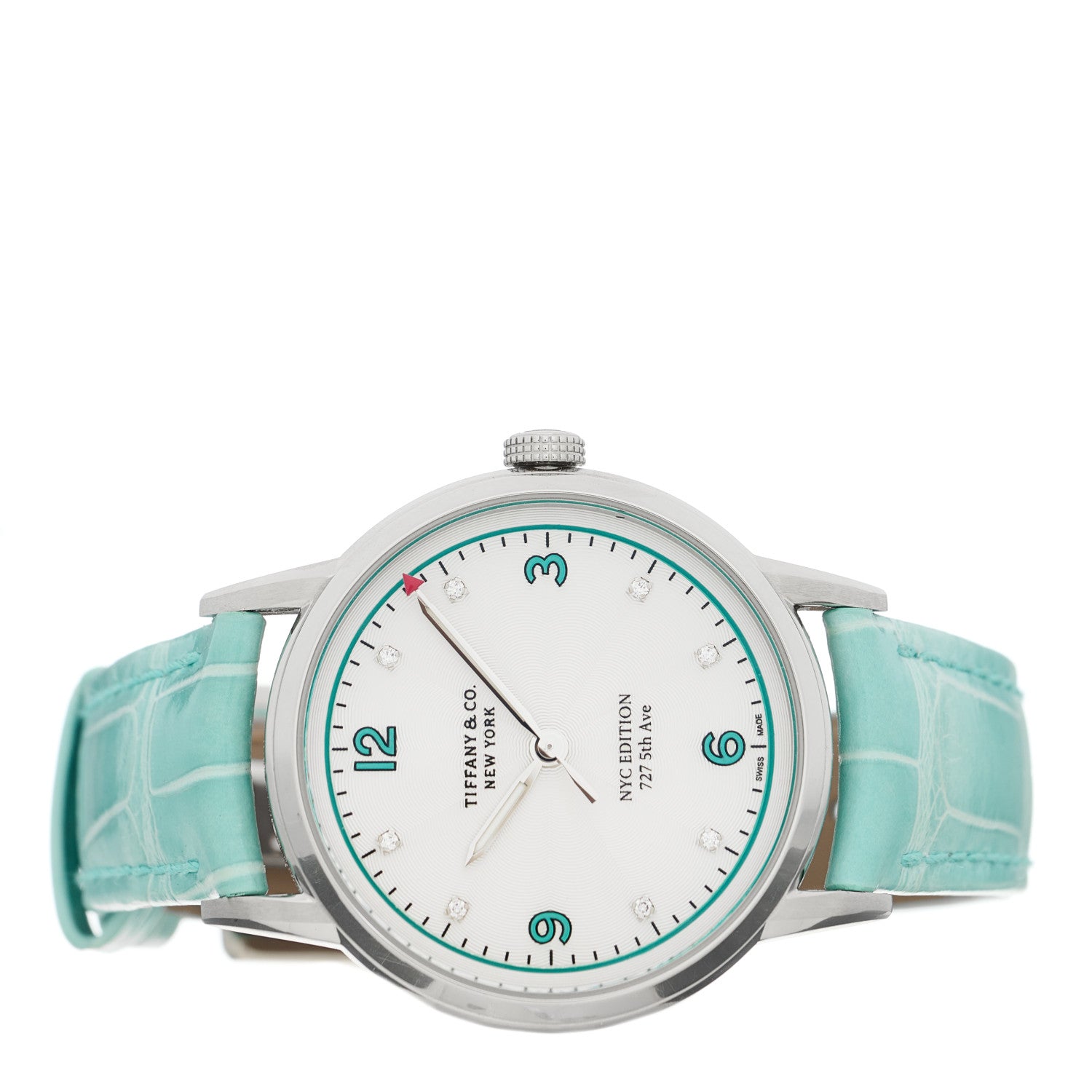 Tiffany Stainless Steel Alligator Diamond 34mm CT60 3-Hand Automatic Watch White 2 of 4
