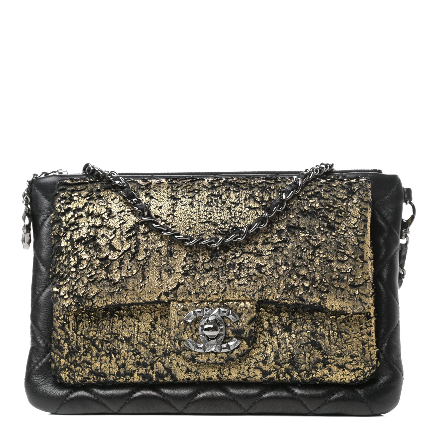 Lambskin Mineral Nights Wristlet Gold Black