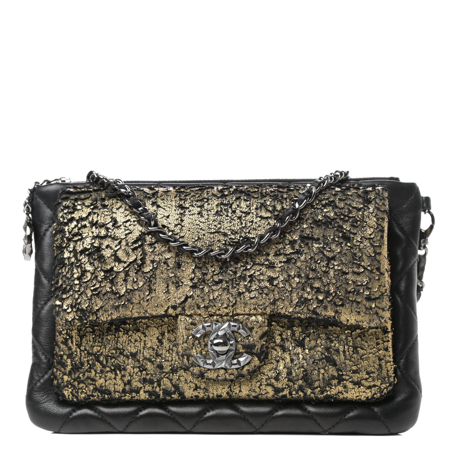 Chanel Lambskin Mineral Nights Wristlet Gold Black 1 of 9