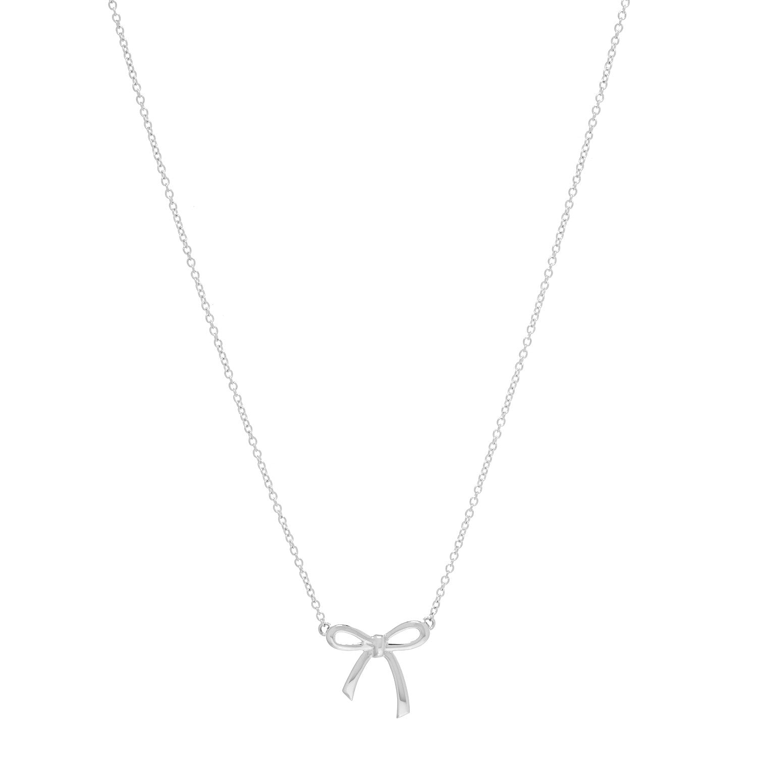 Tiffany Sterling Silver Small Bow Pendant Necklace 1 of 5