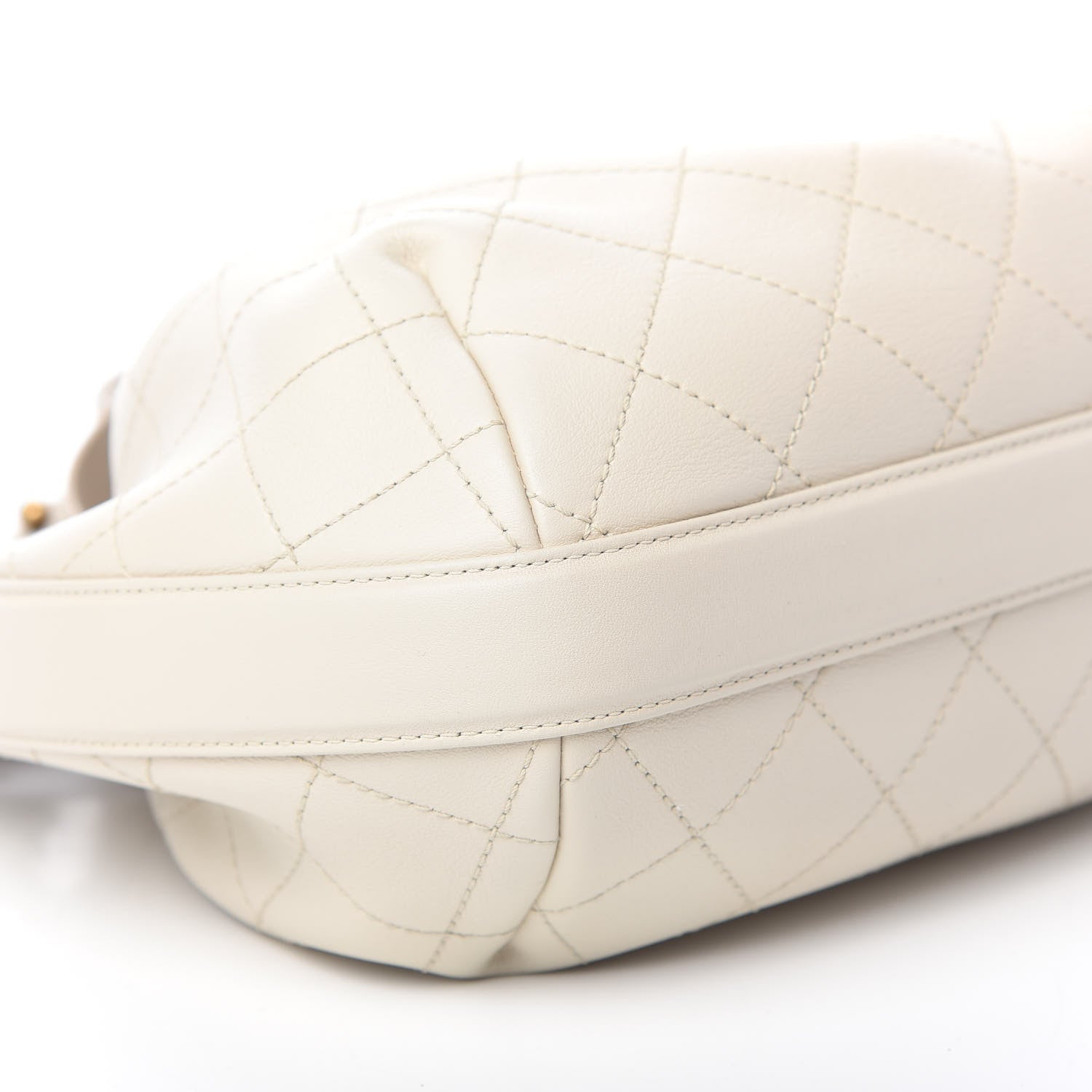 Chanel Calfskin Stitched Medium Drawstring CC Bag Ivory 8 of 9