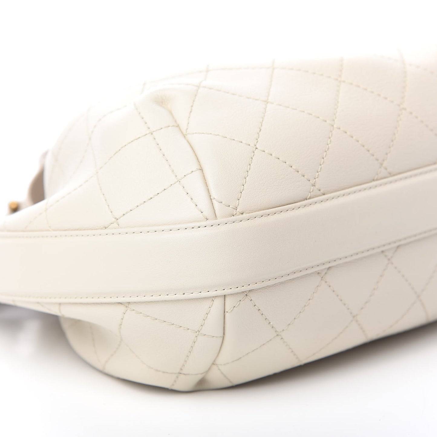 Calfskin Stitched Medium Drawstring CC Bag Ivory