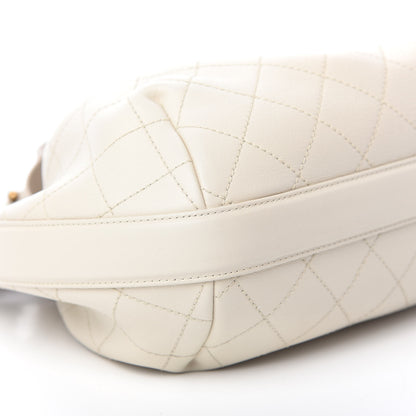 Chanel Calfskin Stitched Medium Drawstring CC Bag Ivory 8 of 9