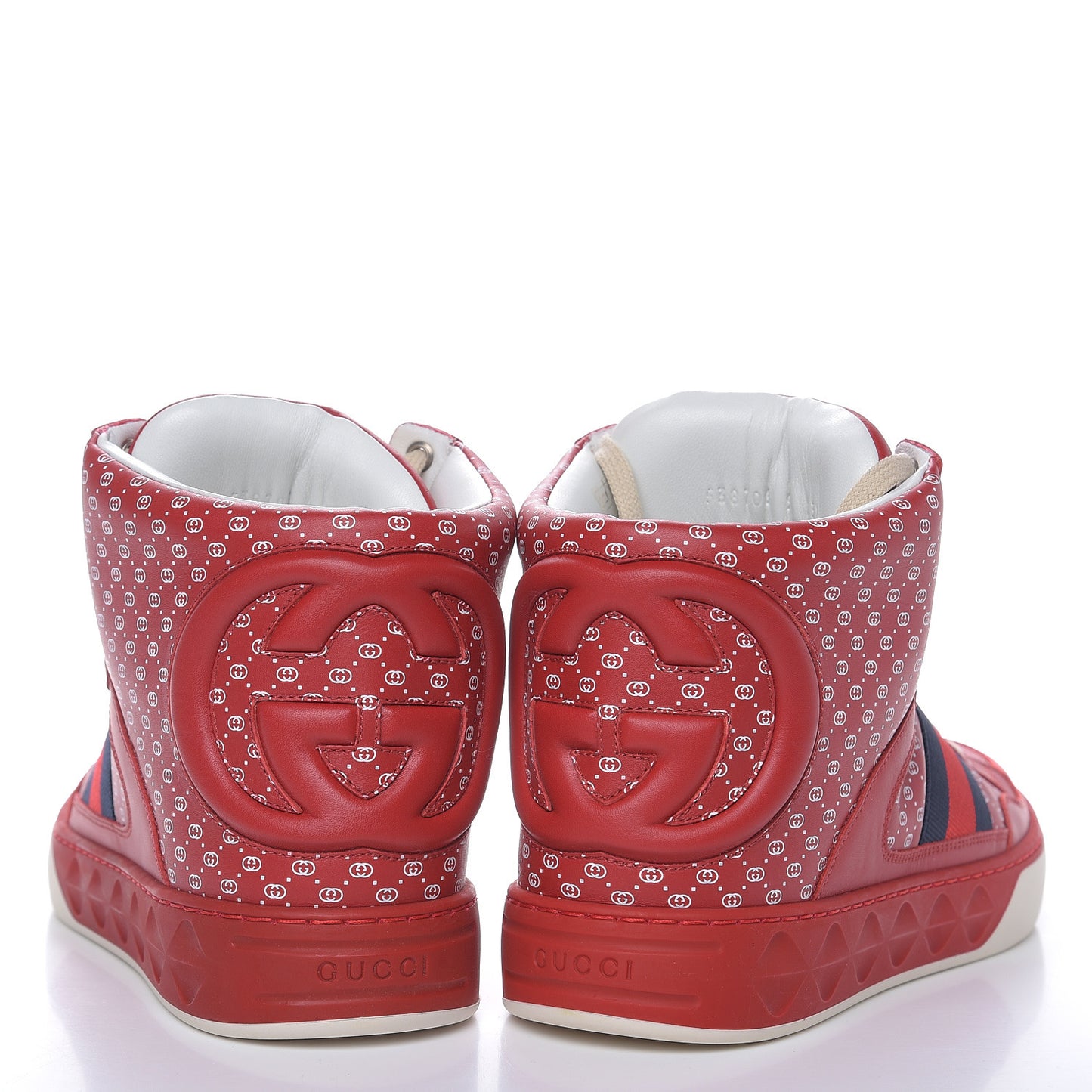 X DAPPER DAN Calfskin GG Micro Monogram Mens High Top Sneakers 9 Hibiscus Red
