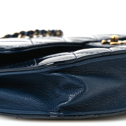 Chanel Patent Goatskin Quilted CC Eyelet Wallet On Chain WOC Blue 10 of 12
