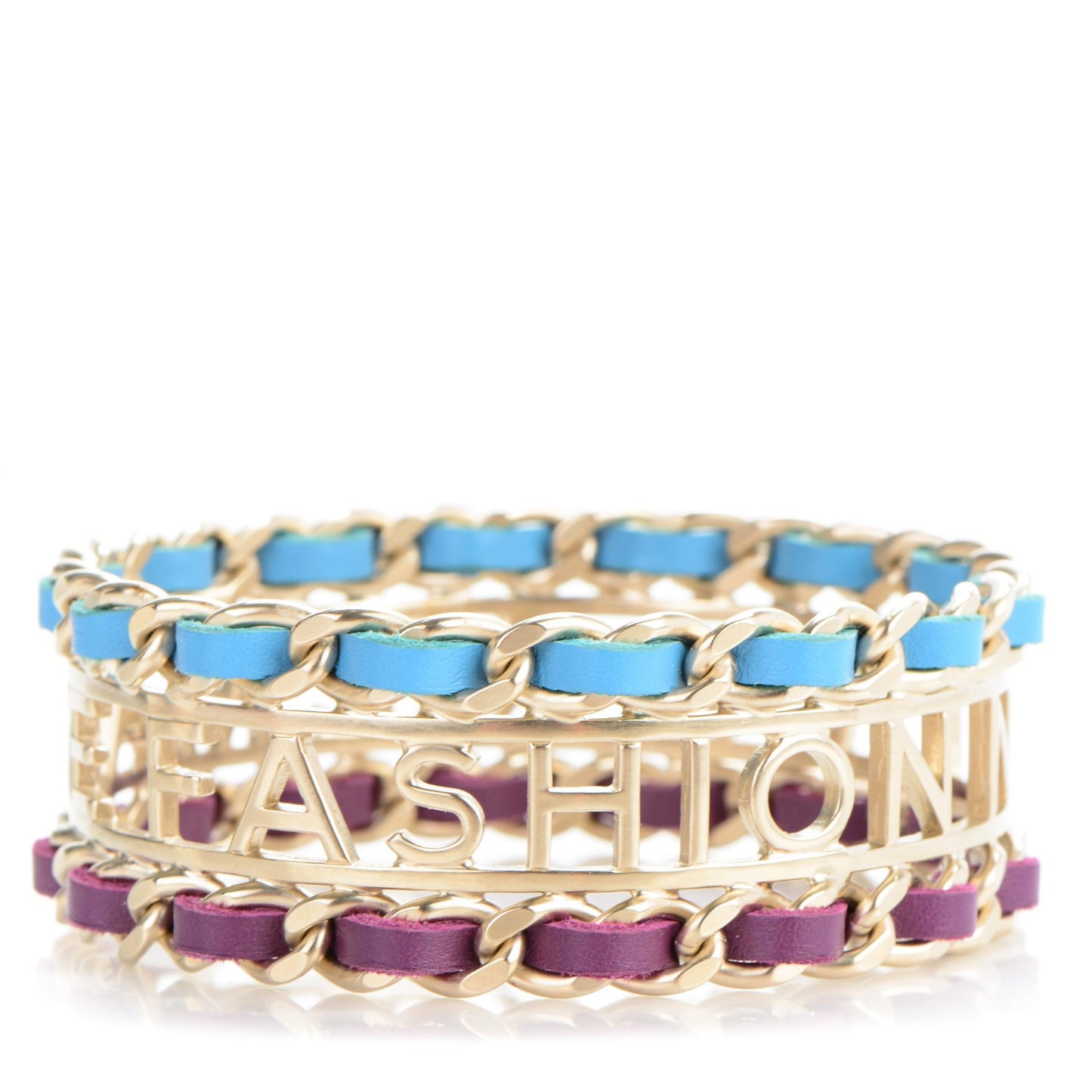 Lambskin Chain Bangle Blue Purple Gold