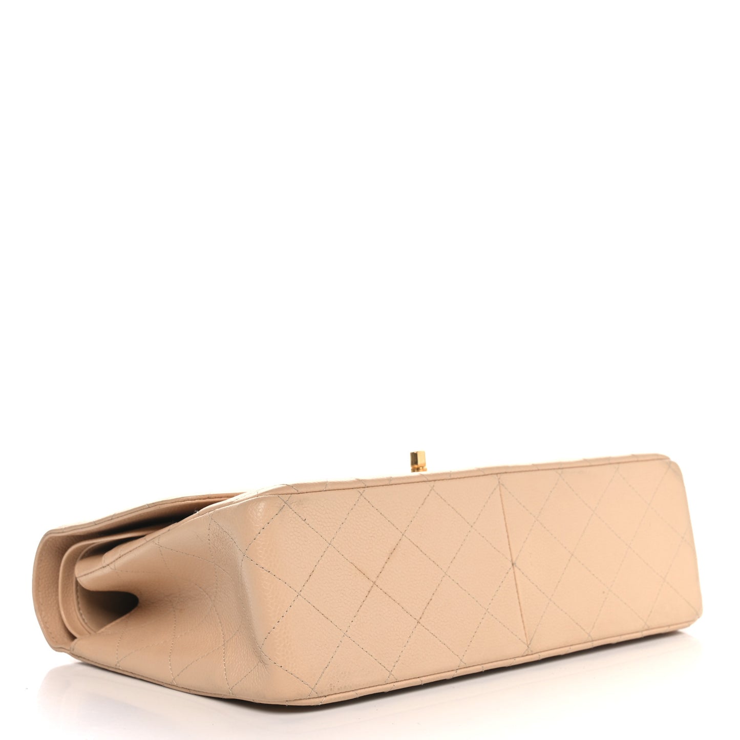 Caviar Quilted Jumbo Double Flap Beige