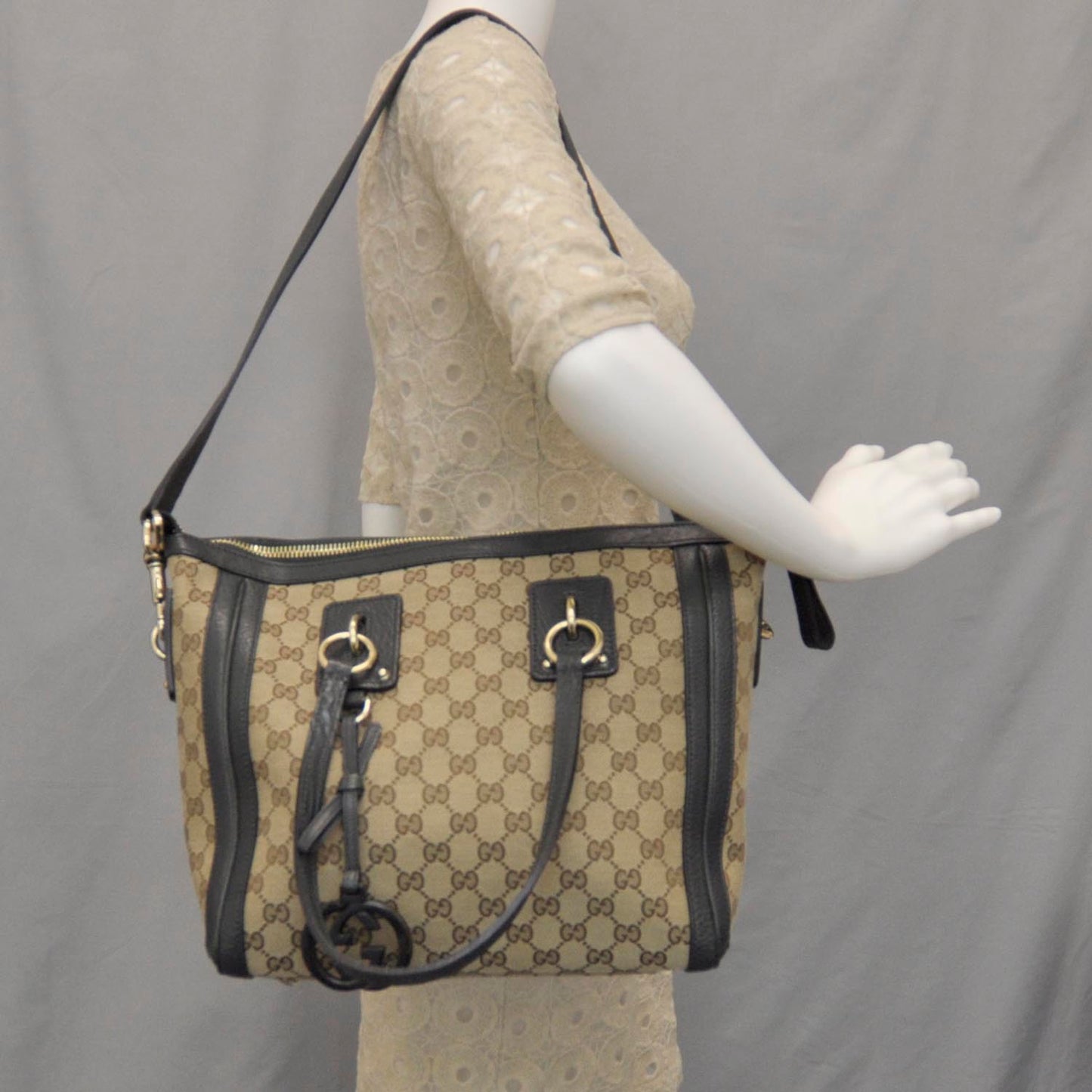 Monogram Charm Medium Top Handle Bag