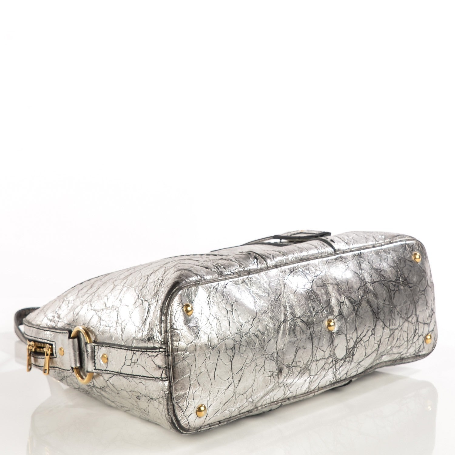 Saint Laurent Crackled Calfskin Oversized Muse Silver 4 of 8