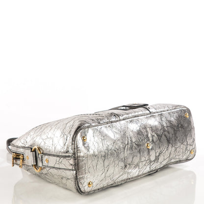 Saint Laurent Crackled Calfskin Oversized Muse Silver 4 of 8