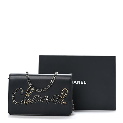 Chanel Calfskin Chain 20s Signe Wallet on Chain WOC Black 11 of 11