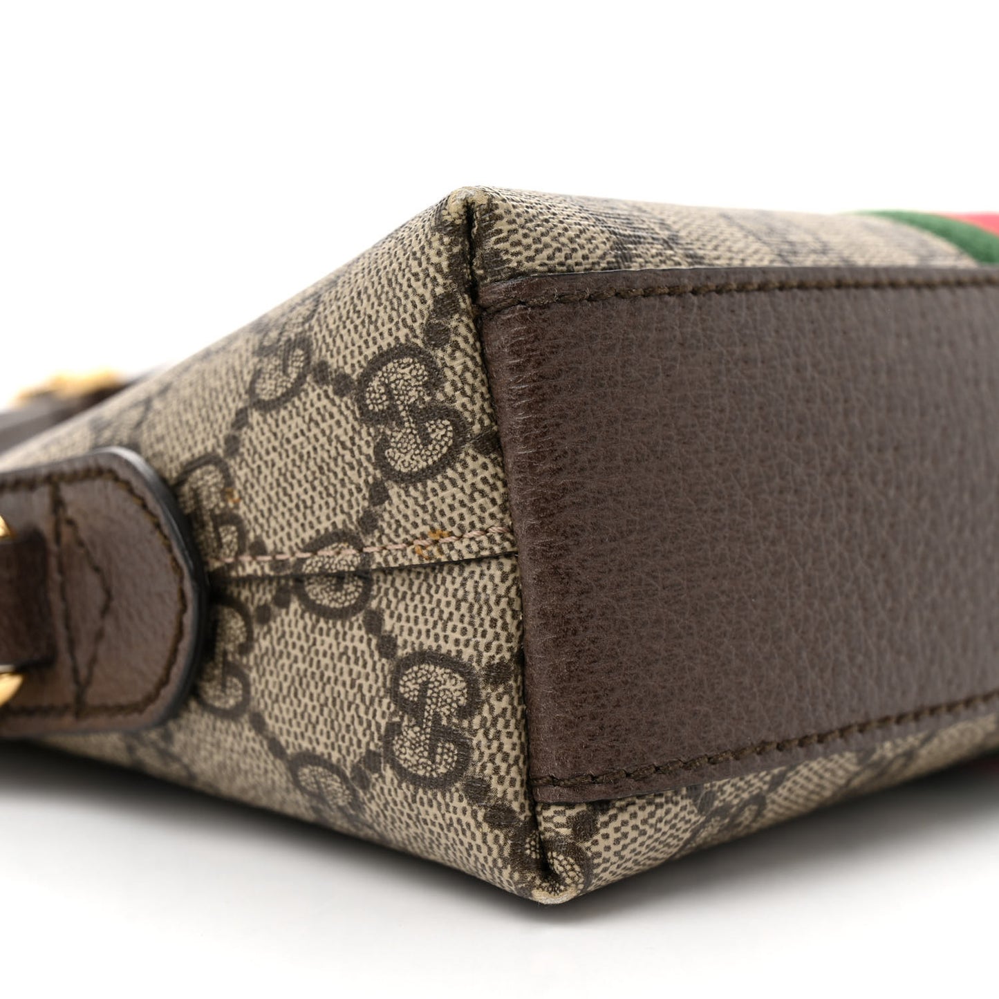 GG Supreme Monogram Textured Dollar Calfskin Web Small Ophidia Dome Shoulder Bag Beige Ebony New Acero