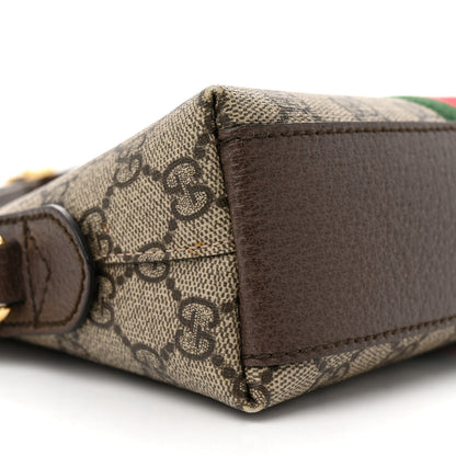 Gucci GG Supreme Monogram Textured Dollar Calfskin Web Small Ophidia Dome Shoulder Bag Beige Ebony New Acero 9 of 14